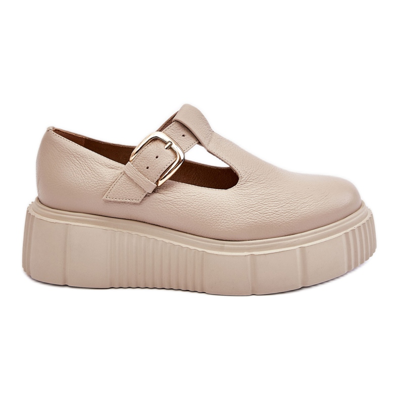 Lemar Scarpe di cuoio alla moda su un'enorme piattaforma beige Colson