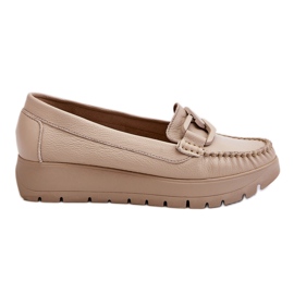 Lemar Mocassini con plateau in pelle con decorazioni Desmond beige