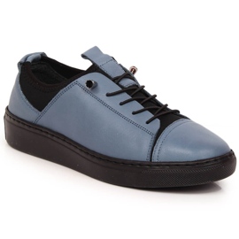 Scarpe slip-on da donna in pelle chiara blu T.Sokolski W22-351