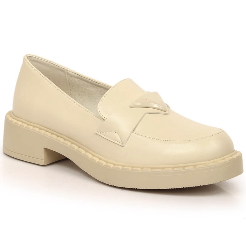 Potocki SZ12002 mocassini con tacco alto e plateau beige