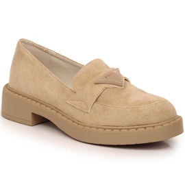 Potocki SZ12003 mocassino in camoscio con tacco e plateau beige