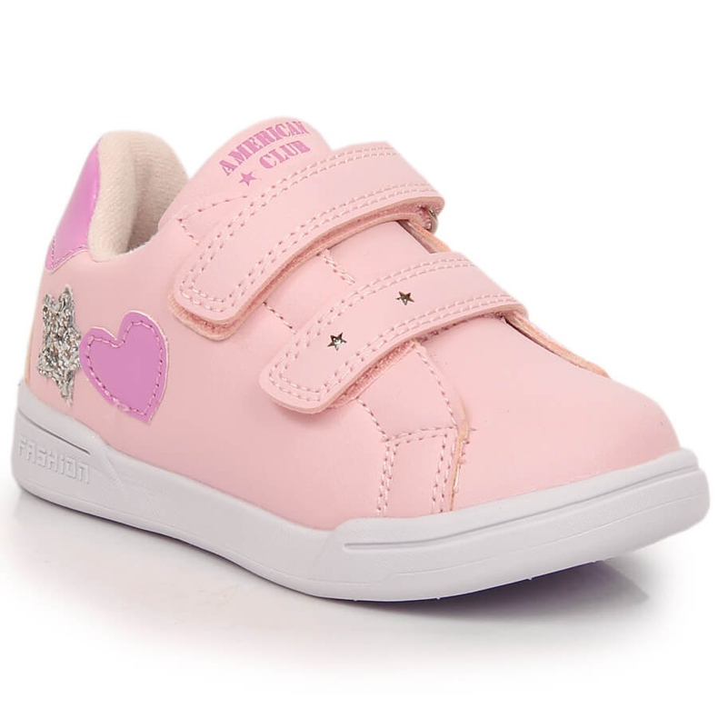 Scarpe sportive da ragazza rosa American Club 125/23 con velcro