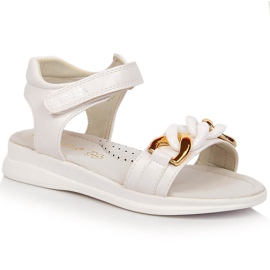 Sandali bambina con catena velcro bianco Vinceza 36127 bianca