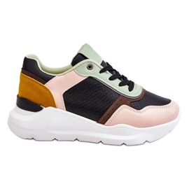 PG1 Scarpe Da Ginnastica Con Plateau In Pelle Da Donna Nere E Verdi Chaya nero