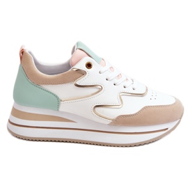 PG1 Scarpe sportive in pelle bianca e beige Roen alla moda