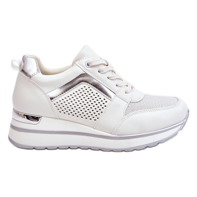 PG1 Scarpe sportive con zeppa bassa in pelle Braylen bianca