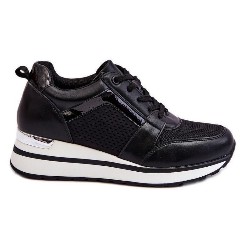 PG1 Scarpe sportive in pelle con zeppa bassa nera Braylen nero