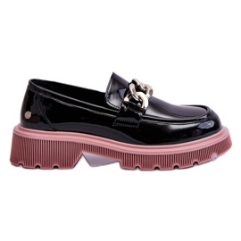 Mocassini In Vernice Con Catena GOE LL2N4039 Nero-Viola