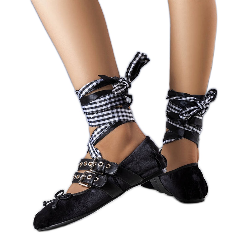Ballerine nere allacciate con fibbia Boutot nero