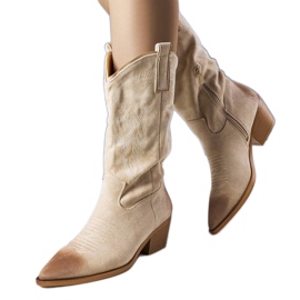 PA1 Stivali texani in finta pelle scamosciata beige di Routhier