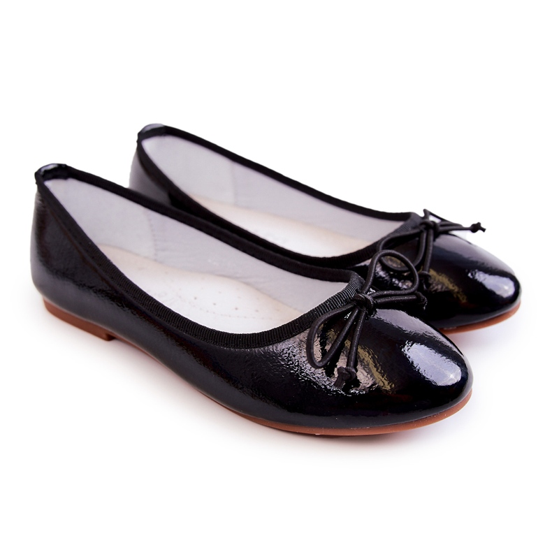 S.Barski Ballerine da bambino in vernice con fiocco, nere nero