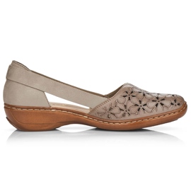 Scarpe da donna in pelle traforata beige Rieker 41356
