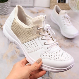 Comode scarpe sportive bianche da donna Rieker L3254-80 bianca
