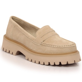 Mocassini donna in pelle con tacco e plateau beige Filippo DP4586/23
