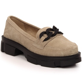Scarpe in pelle scamosciata con catena beige Filippo DP3221/23