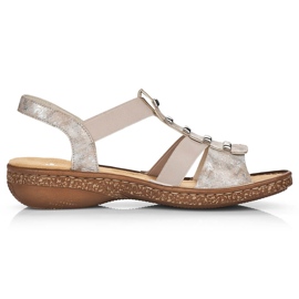 Comodi sandali slip-on da donna Rieker 62850-90 beige