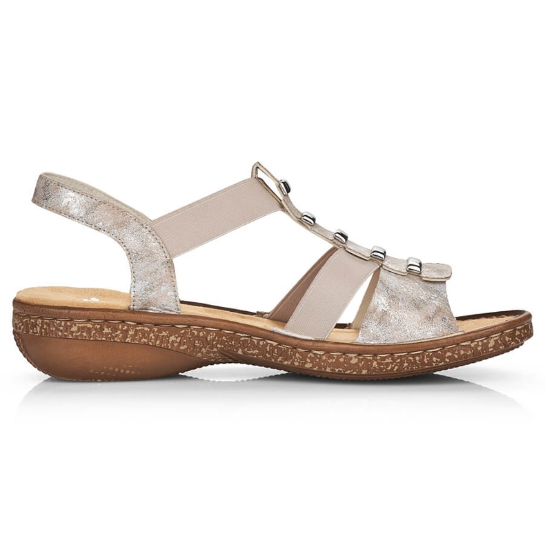 Comodi sandali slip-on da donna Rieker 62850-90 beige