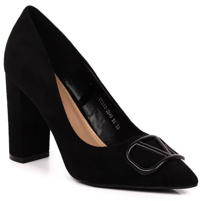 Décolleté con tacco in camoscio nero Vinceza 2246