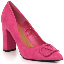 Vinceza 2246 décolleté in camoscio fucsia con tacco rosa