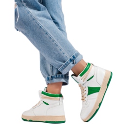 Shelovet sneakers da donna alte bianche e verdi bianca