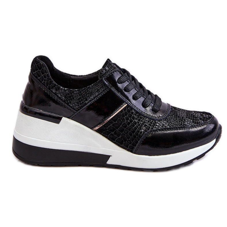 S.Barski Crosby Sneakers Con Zeppa In Pelle Da Donna Nere nero