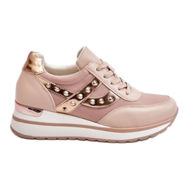 Scarpe da ginnastica con borchie Adley nude beige