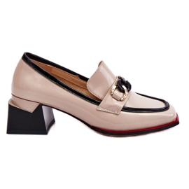S.Barski Comode Décolleté Tacco Basso Beige Valenti nero
