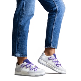Sneakers Aucoin grigie con lacci viola bianco