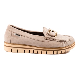 SHELOVET Mocassini da donna in camoscio beige Shelobvet