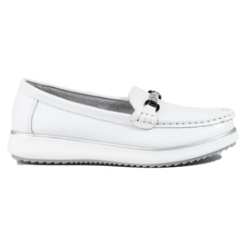 Mocassini classici da donna in pelle Vinceza bianco bianca