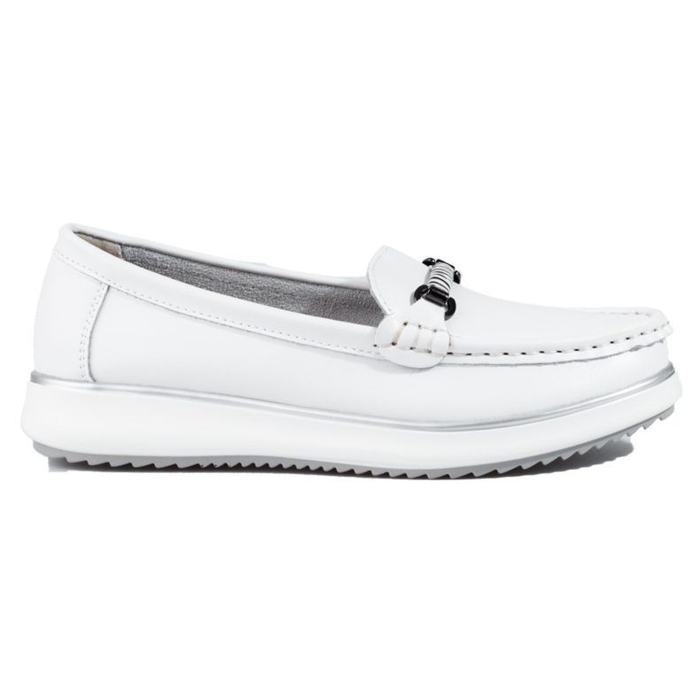 Mocassini classici da donna in pelle Vinceza bianco bianca