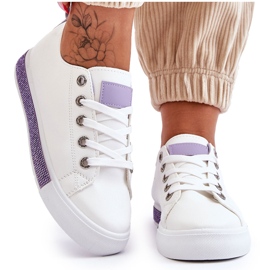 Sneakers Basse Da Donna Con Jets Bianco-Viola Demira