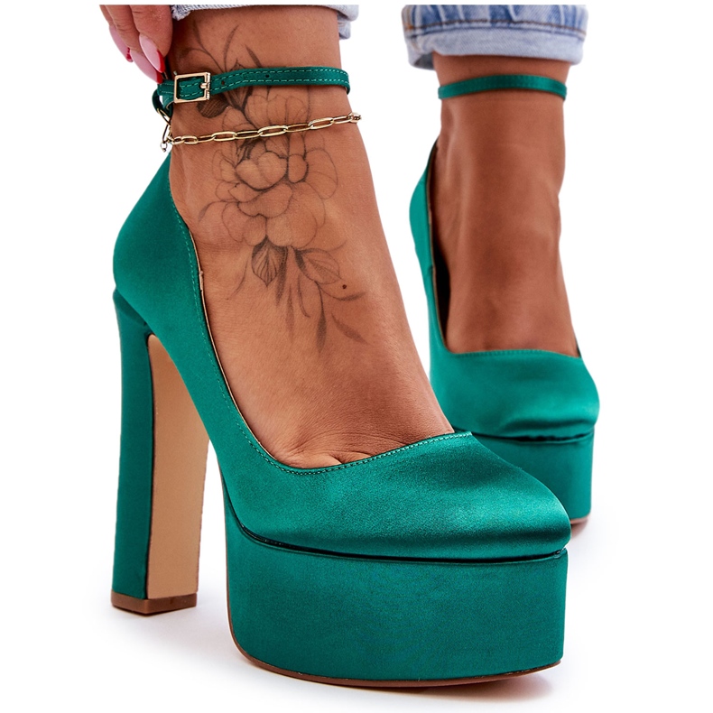 BM Décolleté Alla Moda Su Un Tacco Alto Verde Hayden