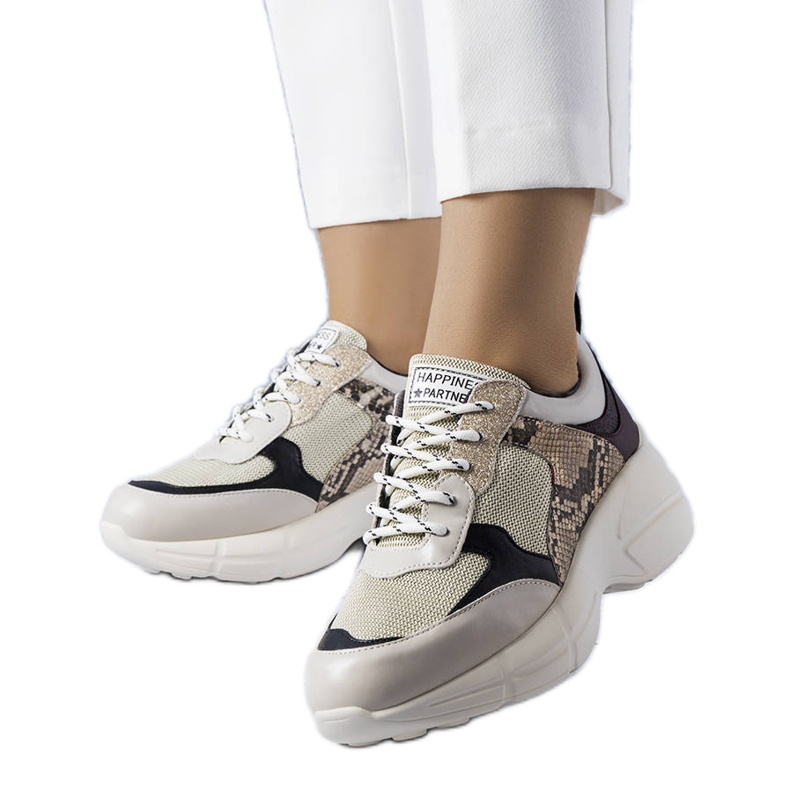Sneakers beige con inserti in glitter di Béri