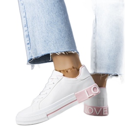 Sneakers bianche e rosa decorate con la scritta Nora bianco