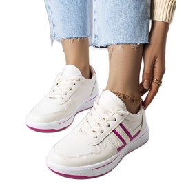 Sneaker color crema con inserti rosa di Olympia beige
