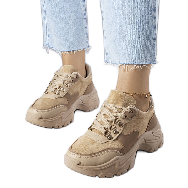 Sneaker beige in tessuto misto di Jenna