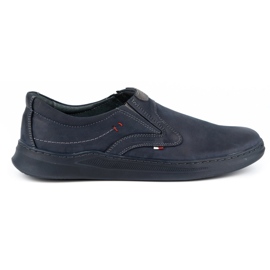 Olivier Scarpe slip-on casual in pelle da uomo 284GT blu navy