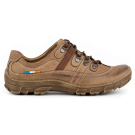 Olivier Scarpe da trekking in pelle da uomo 213GT marrone beige