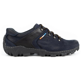 Olivier Scarpe da trekking da uomo in pelle 214GT blu navy nero