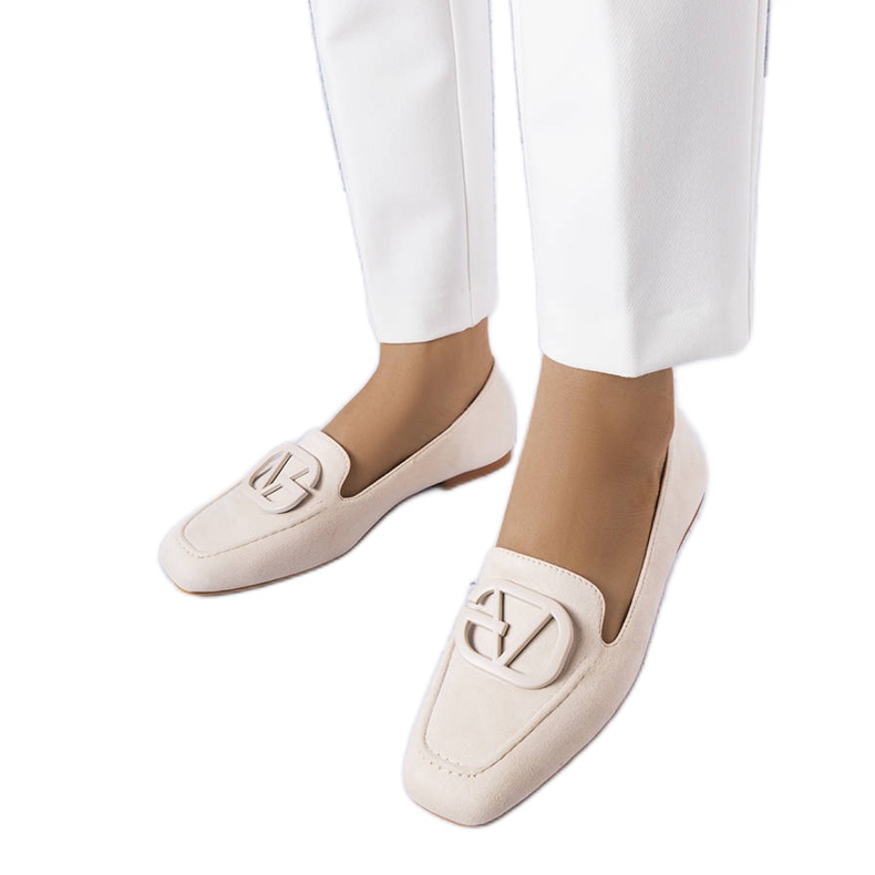 BM Ballerine beige con punta squadrata di Carrière