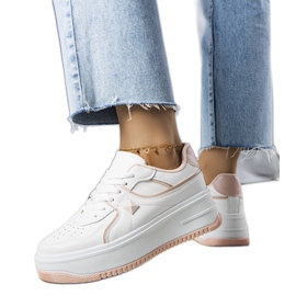 Sneakers bianche e rosa sulla piattaforma Lepage bianca