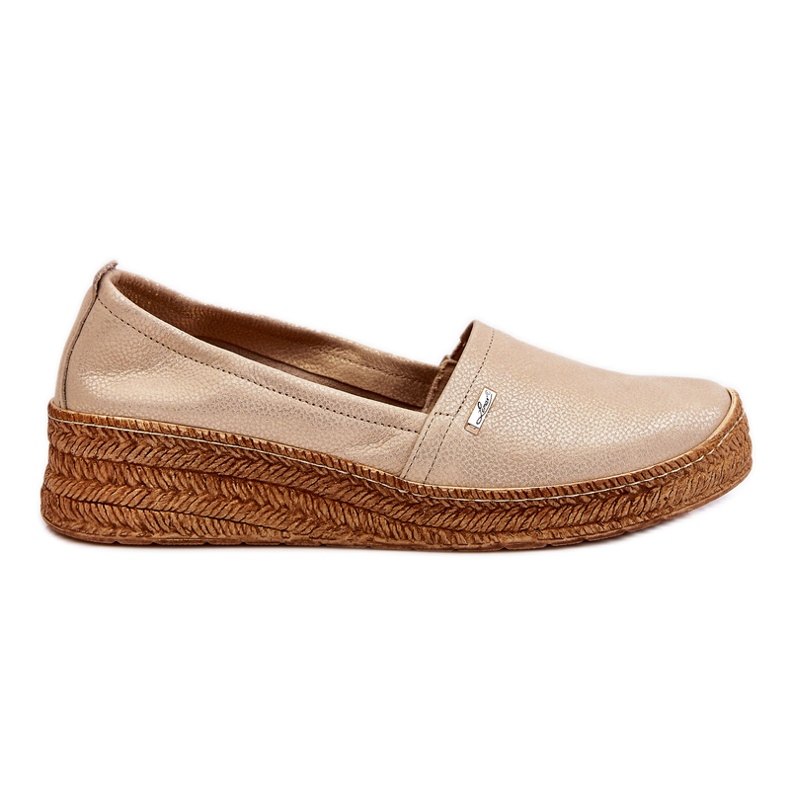 Lemar Espadrillas in pelle con zeppa da donna Hadlee beige e oro