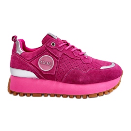 Scarpe sportive da donna con plateau in pelle scamosciata GOE LL2N4002 Fucsia rosa