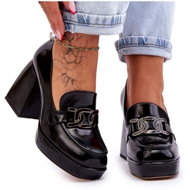 S.Barski Décolleté in pelle su tacchi massicci Black Maximo nero