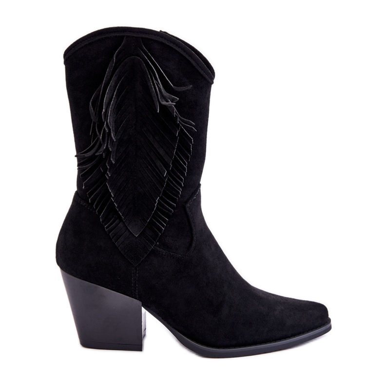S.Barski Stivali bassi da cowboy in camoscio da donna neri Elyse nero