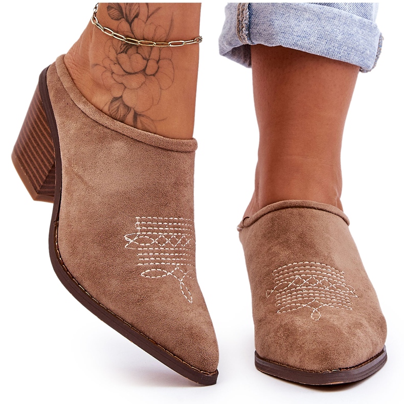 BM Ciabatte da cowboy in camoscio da donna Beige Romina