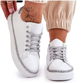 BM Sneakers basse da donna traforate bianche e argento Daxton bianco