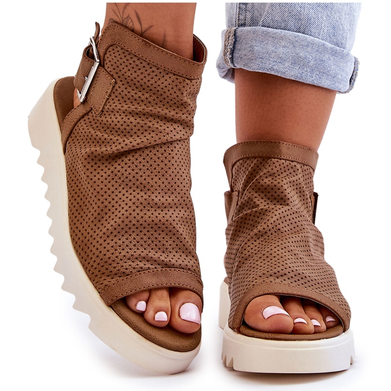 BM Sandali con stivaletto Adonis color cammello da donna marrone
