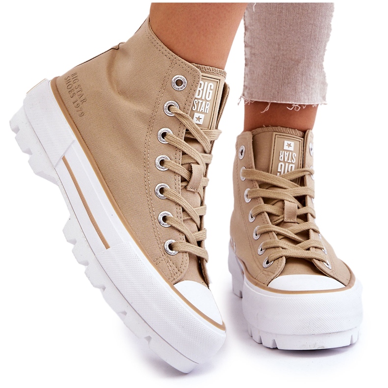 Sneakers alte in tessuto con plateau Big Star LL274160 Beige